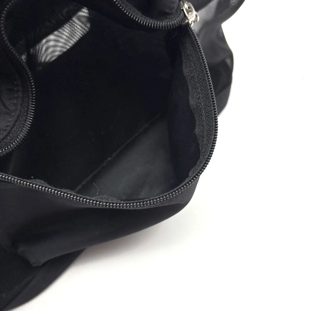 Vintage 00s Y2K EXPRESS Black Nylon See-through Mesh Drawstring Backpack 13x11